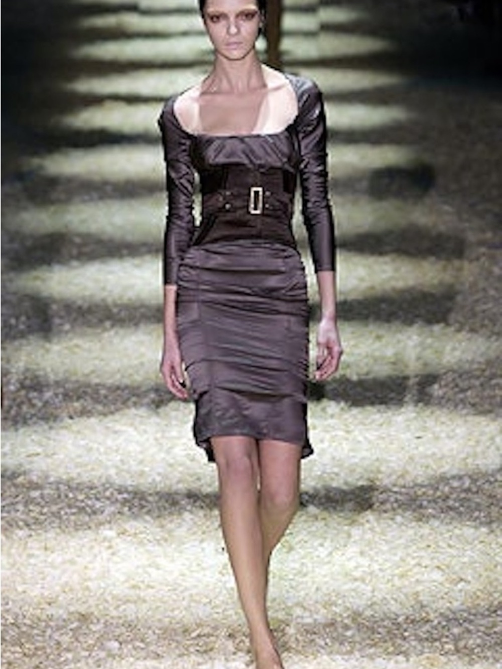 Gucci Black nylon waist belt corset with gold hardware.